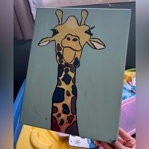 🎅 Colorful Hand Painted Giraffe Canvas Art